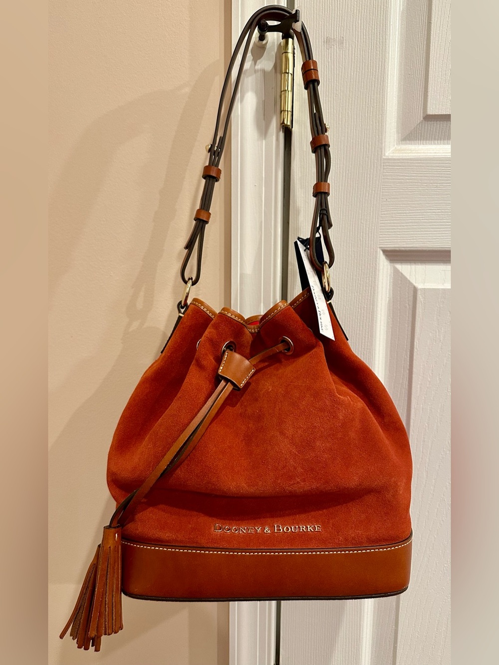 Dooney & Bourke Orange Suede Bucket Bag - Picture 1 of 12